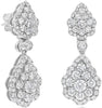 LARGE 3.09CT DIAMOND 14KT WHITE GOLD 3D ROUND CLUSTER TEAR DROP HANGING EARRINGS