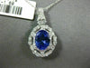 ESTATE LARGE 2.41CT DIAMOND & AAA TANZANITE 18K WHITE GOLD OVAL FLOATING PENDANT