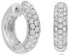 .98CT DIAMOND 14K WHITE GOLD 3D CLASSIC ROUND HUGGIE 3 ROW PAVE HANGING EARRINGS