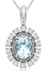 .75CT DIAMOND & AAA AQUAMARINE 14KT WHITE GOLD 3D OVAL & ROUND FLOATING PENDANT