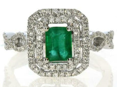 1.31CT DIAMOND & AAA EMERALD 18K WHITE GOLD SQUARE HALO INFINITY ENGAGEMENT RING
