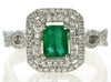 1.31CT DIAMOND & AAA EMERALD 18K WHITE GOLD SQUARE HALO INFINITY ENGAGEMENT RING