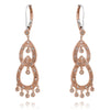 .30CT DIAMOND 14K ROSE GOLD FILIGREE DOUBLE TEAR DROP LOVE KNOT HANGING EARRINGS