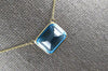 LARGE 6.06CT AAA BLUE TOPAZ 14KT YELLOW GOLD 3D EMERALD CUT SOLITAIRE NECKLACE