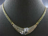 LARGE & LONG 1.26CT DIAMOND 14K 2 TONE GOLD 3D ROUND & BAGUETTE V SHAPE NECKLACE