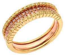 .37CT PINK & FANCY YELLOW DIAMOND 18K YELLOW & ROSE GOLD INSERT ANNIVERSARY RING