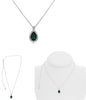 1.42CT DIAMOND & AAA EMERALD 18KT WHITE GOLD 3D ROUND & PEAR SHAPE LOVE NECKLACE