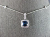 1.51CT DIAMOND & AAA SAPPHIRE 18K WHITE GOLD 3D CUSHION BY THE YARD LOVE PENDANT