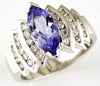 ESTATE 2.37CT DIAMOND & AAA TANZANITE 14KT WHITE GOLD 3D CLASSIC ENGAGEMENT RING