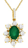1.17CT DIAMOND & AAA EMERALD 14KT YELLOW GOLD 3D OVAL & ROUND FLOWER PENDANT