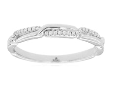 ESTATE .08CT DIAMOND 14KT WHITE GOLD 3D ROUND CRISS CROSS INFINITY ROPE FUN RING