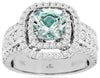 LARGE 2.4CT DIAMOND & AAA AQUAMARINE 14K WHITE GOLD CUSHION HALO ENGAGEMENT RING