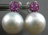 ESTATE LARGE AAA PINK SAPPHIRE & SOUTH SEA PEARL 18K WHITE GOLD HANGING EARRINGS