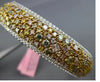 WIDE GIA 8.39CT FANCY COLOR DIAMOND 18KT WHITE GOLD 3D MULTI ROW CLUSTER BANGLE