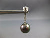 ESTATE .15CT DIAMOND & AAA TAHITIAN PEARL 14K WHITE GOLD 3D BAR HANGING EARRINGS