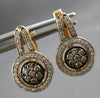 .43CT WHITE & MOCHA DIAMOND 14KT WHITE & ROSE GOLD 3D FLOWER LEVERBACK EARRINGS