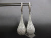 EXTRA LARGE 6.51CT DIAMOND 14KT WHITE GOLD 3D TEAR DROP HUGGIE HANGING EARRINGS