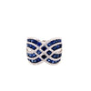 LARGE 2.46CT DIAMOND & AAA SAPPHIRE 18KT WHITE GOLD MULTI ROW CRISS CROSS RING