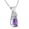 .49CT DIAMOND & AAA AMETHYST 14KT WHITE GOLD PEAR SHAPE & ROUND FLOATING PENDANT