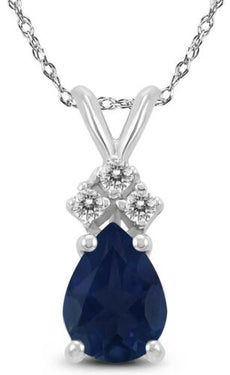 .80CT DIAMOND & AAA SAPPHIRE 14KT WHITE GOLD PEAR SHAPE & ROUND FLOATING PENDANT