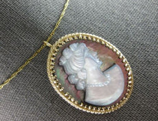 ANTIQUE LARGE 14KT YELLOW GOLD 3D HANDCRAFTED MOTHER OF PEARL PIN PENDANT #27681