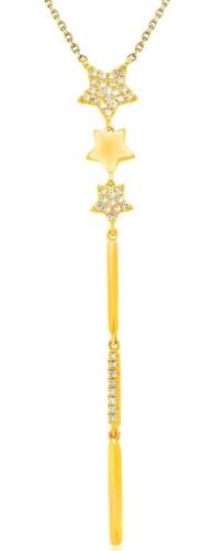 ESTATE .10CT DIAMOND 14KT YELLOW GOLD CLASSIC JOURNEY STAR LARIAT LOVE NECKLACE