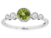 ESTATE .61CT DIAMOND & AAA PERIDOT 14KT WHITE GOLD 3D 5 STONE FILIGREE FUN RING