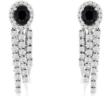 2.41CT DIAMOND & AAA SAPPHIRE 14K WHITE GOLD 3D OVAL CHANDELIER HANGING EARRINGS