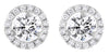 ESTATE 1.55CT DIAMOND 18KT WHITE GOLD ROUND CLASSIC SOLITAIRE HALO STUD EARRINGS