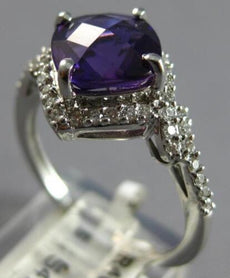 2.22CT DIAMOND & AAA AMETHYST 14KT WHITE GOLD CUSHION & ROUND GEOMETRICAL RING