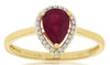.83CT DIAMOND & AAA RUBY 14KT YELLOW GOLD 3D PEAR SHAPE & ROUND FRIENDSHIP RING