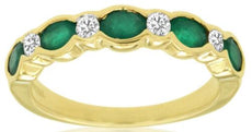 .96CT DIAMOND & AAA EMERALD 14K YELLOW GOLD OVAL & ROUND SEMI BEZEL CLASSIC RING