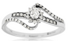 ESTATE .30CT DIAMOND 14KT WHITE GOLD 3D ROUND DOUBLE SWIRL FLOWER FUN LOVE RING