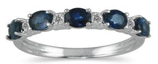 1.04CT DIAMOND & AAA SAPPHIRE 14KT WHITE GOLD 3D ROUND & OVAL ANNIVERSARY RING