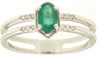 .49CT DIAMOND & AAA EMERALD OVAL & ROUND OCTAGON 14K WHITE GOLD DOUBLE LOVE RING