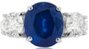 5.39CT DIAMOND & AAA SAPPHIRE PLATINUM 3D OVAL & ROUND 3 STONE ENGAGEMENT RING