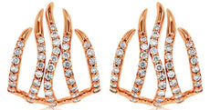ESTATE .44CT DIAMOND 14KT ROSE GOLD 3D CLASSIC MULTI ROW MULTI WAVE FUN EARRINGS