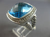 LARGE 15.50CT DIAMOND & AAA BLUE TOPAZ 925 SILVER DAVID YURMAN FUN RING #27731