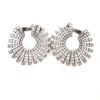 EXTRA LARGE 4.39CT DIAMOND 18KT WHITE GOLD 3D SUNBURST SIDEWAY HANGING EARRINGS