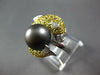 2.07CT DIAMOND & YELLOW SAPPHIRE & TAHITIAN PEARL 14KT WHITE GOLD DOLPHIN RING