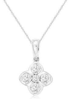.40CT DIAMOND 14KT WHITE GOLD 5 STONE SEMI BAZEL CLASSIC FLOWER FLOATING PENDANT