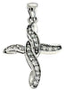 ESTATE .16CT DIAMOND 14KT WHITE GOLD CLASSIC DOUBLE SWIRL CROSS FLOATING PENDANT