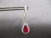 LARGE 4.78CT DIAMOND AAA RUBY 14KTWHITE GOLD PEAR SHAPE HUGGIE HANGING EARRINGS