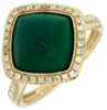 .28CT DIAMOND & AAA GREEN AGATE 14KT YELLOW GOLD 3D SQUARE GEOMETRICAL FUN RING