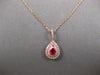 .64CT DIAMOND & AAA RUBY 14KT ROSE GOLD 3D PEAR SHAPE & ROUND TEAR DROP PENDANT