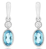 .33CT DIAMOND & AAA BLUE TOPAZ 14KT WHITE GOLD 3D OVAL & ROUND FILIGREE EARRINGS