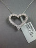 LARGE 1.12CT DIAMOND 18KT WHITE GOLD 3D CLASSIC OPEN HEART LOVE FLOATING PENDANT