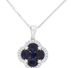 1.42CT DIAMOND & AAA SAPPHIRE 14KT WHITE GOLD OVAL & ROUND LOVE FLOATING PENDANT