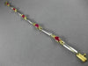 ESTATE 2.30CT DIAMOND & AAA RUBY 14KT 2 TONE GOLD 3D THREE STONE TENNIS BRACELET