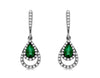 .58CT DIAMOND & AAA EMERALD 14KT WHITE GOLD PEAR SHAPE & ROUND HANGING EARRINGS